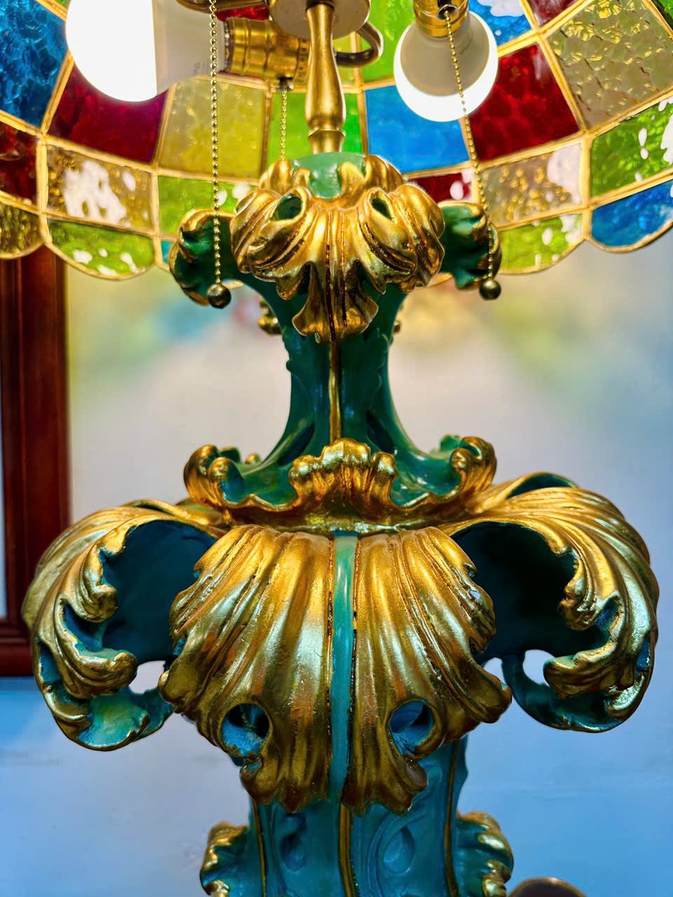 Đèn Bàn Họa Tiết Phong Cảnh Cổ